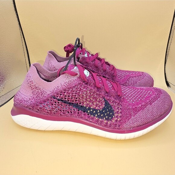 Women’s Nike Free RN Flyknit Size: 9.5 Raspberry Red/Blue - Picture 3 of 11